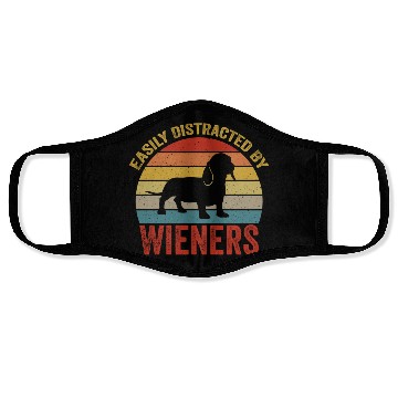 Discover Easily Distracted By Wieners For Dog Lover Face Masks