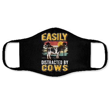 Discover Easily Distracted By Cows Cattle Cow Face Masks