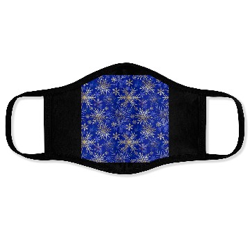 Discover Snowflakes Pattern Blue Gold Face Masks