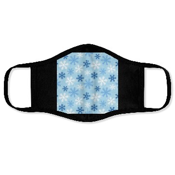 Discover Blue Snowflakes Pattern Face Masks