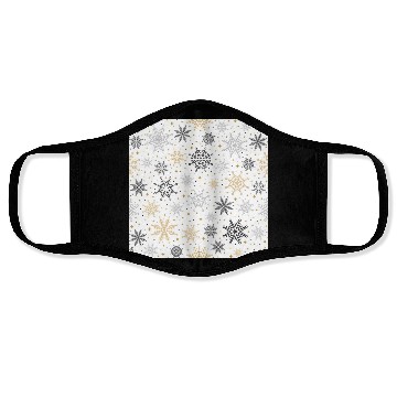Discover Modern Snowflakes Pattern White Gold Face Masks