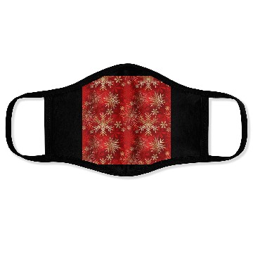 Discover Snowflakes Pattern Red Gold Face Masks