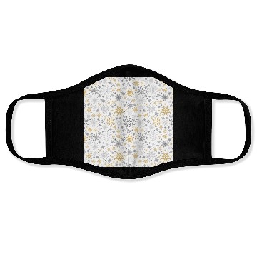 Discover Modern Snowflakes Pattern White Gold Face Masks