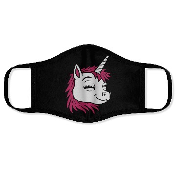 Discover Cartoon face happy unicorn Face Masks
