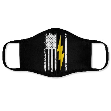 Discover Cool Lightning Bolt And Flag Electrician Face Masks
