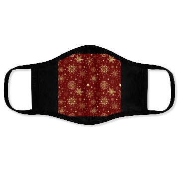 Discover Snowflakes Pattern Burgundy Gold Face Masks
