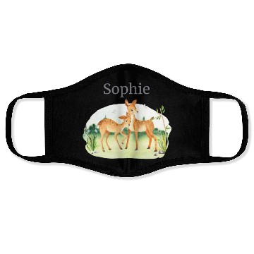 Discover Forest Animal Deer Flowers Name Sophie Face Masks