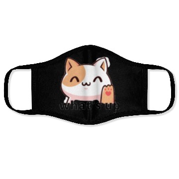 Discover what's up cat design style back to school Face Masks