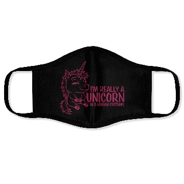 Discover Unicorn in human costume Face Masks