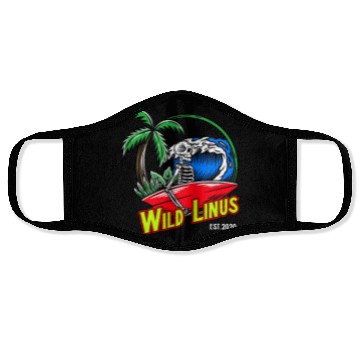 Discover Surfing Skull by Wild Linus Germany Face Masks