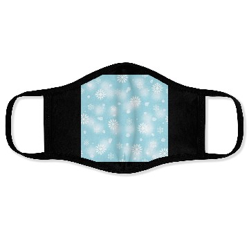 Discover Abstract Blue Snowflakes Pattern Face Masks