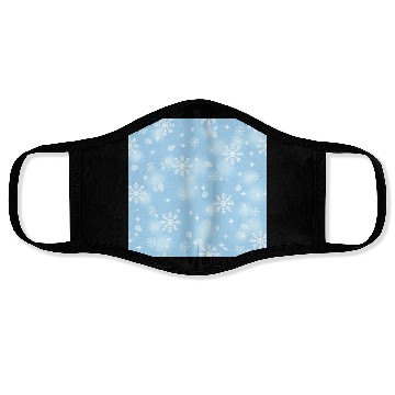 Discover Elegant Blue Bokeh Snowflakes Pattern Face Masks