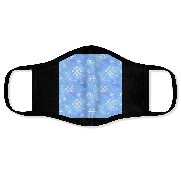 Discover Blue Snowflakes Pattern Face Masks