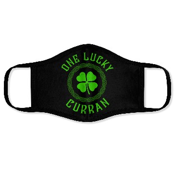 Discover One Lucky Curran Irish Family 4 Leaf Clover Face Masks