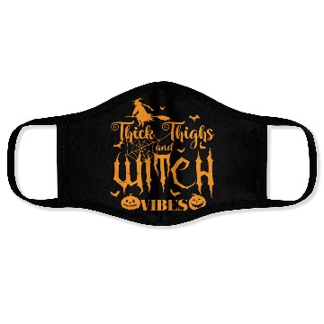 Discover Thick Thighs and Witch Vibes Halloween Face Masks