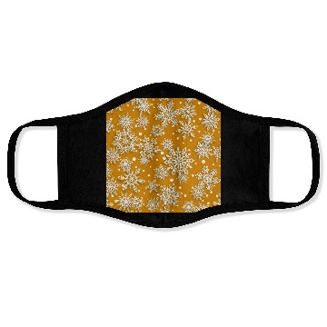 Discover Orange Snowflakes Pattern Face Masks