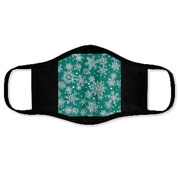 Discover Green Snowflakes Pattern Face Masks