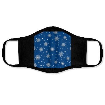 Discover Modern Navy Blue Snowflakes Pattern Face Masks