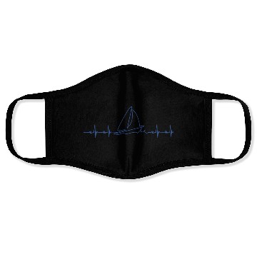Discover Heart Beat Sailboat Blue Face Masks