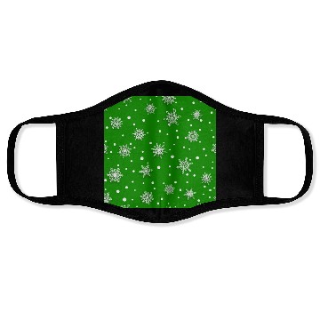 Discover Modern Green Snowflakes Pattern Face Masks