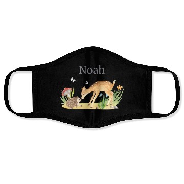 Discover Forest Animal Deer Hedgehog Flowers Name Noah Face Masks