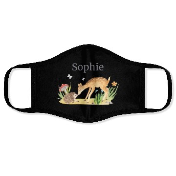 Discover Forest Animal Deer Hedgehog Flowers Name Sophie Face Masks