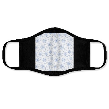 Discover Modern Snowflakes Pattern White Blue Face Masks