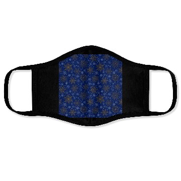 Discover Snowflakes Pattern Blue Gold Face Masks
