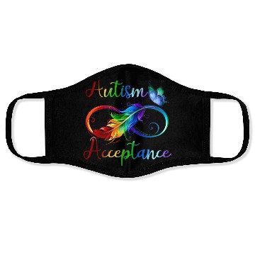 Discover Autism Red Instead Infinity Acceptance Butterfly Face Masks