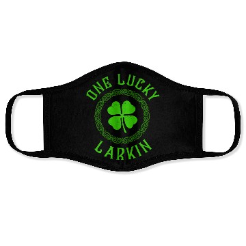 Discover One Lucky Larkin Irish Family Four Leaf Clover Face Masks