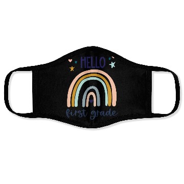 Discover Hello First Grade Retro Rainbow Cute for Teacher Face Masks
