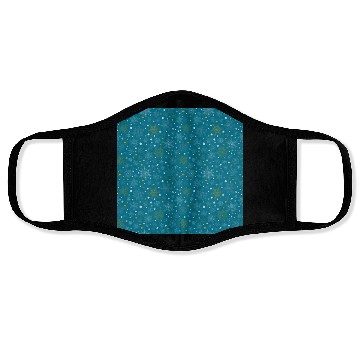 Discover Snowflakes Pattern Blue Gold Face Masks