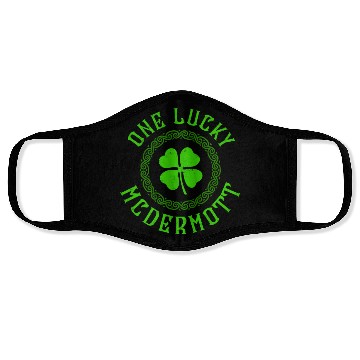 Discover One Lucky McDermott Irish Family Four Leaf Clover Face Masks