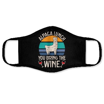 Discover Alpaca Lunch You Bring The Wine Drinker Llama Face Masks