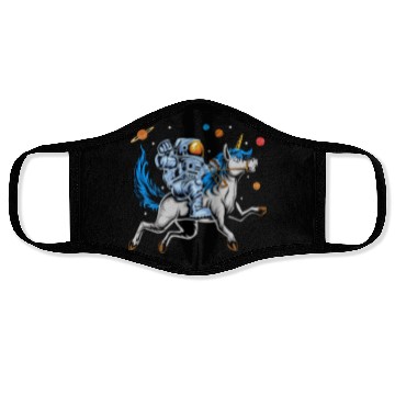 Discover Astronaut riding cute unicorn Face Masks