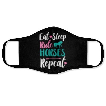 Discover Cute Eat Sleep Ride Horses Repeat Equestrian Face Masks