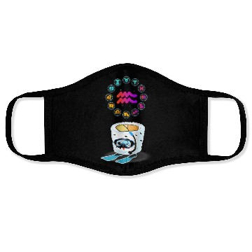 Discover Japanese Sushi Funny Aquarius Zodiac Sushi Lover Face Masks