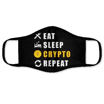Discover Bitcoin sloth BTC logo eat sleep Crypto repeat Face Masks
