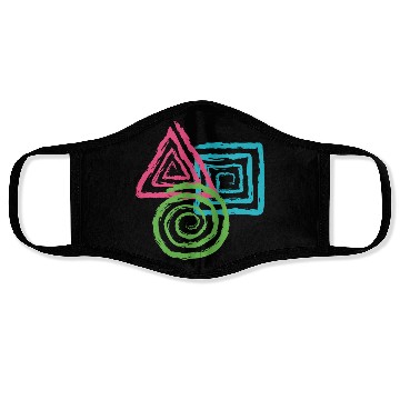 Discover Geometric Shapes. Square, Triangle, Circle Spirals Face Masks
