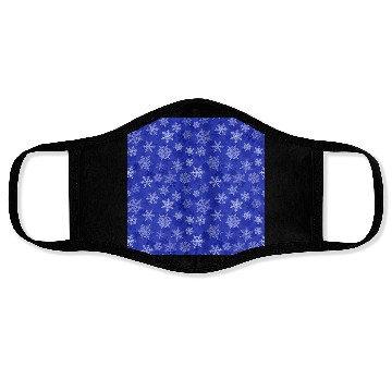 Discover Pretty Navy Blue Snowflakes Pattern Face Masks