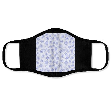 Discover Elegant Snowflakes Pattern White Purple Face Masks