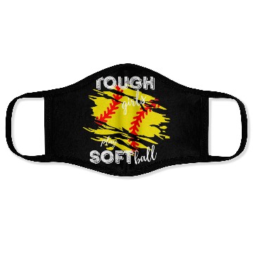 Discover tough girls play softball Face Masks