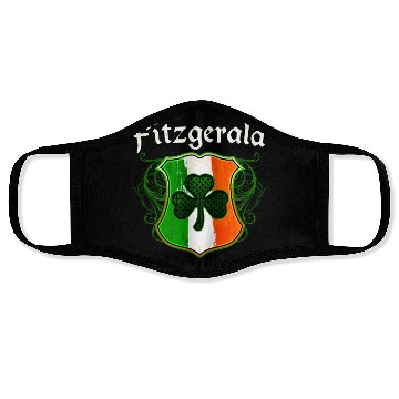 Discover Fitzgerald Irish Surname Ireland Flag Shield Face Masks