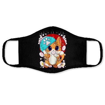 Discover Kitty Eating Ramen And Kawaii Shusi Face Masks