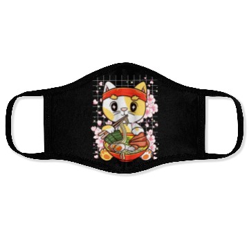 Discover Gatito Comiendo Ramen Kawaii Anime Face Masks