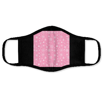 Discover Snowflakes Pattern Pink White Face Masks