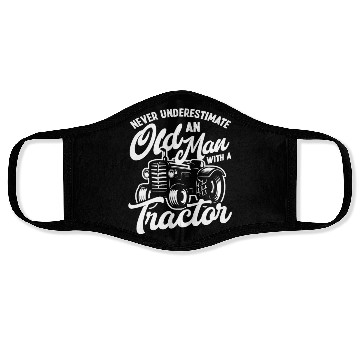 Discover Farmer Old Man Tractor Face Masks