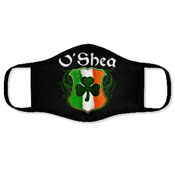 Discover O'Shea Irish Surname Ireland Flag Shield Shamrock Face Masks