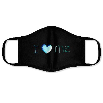 Discover i love me lettering blue Face Masks