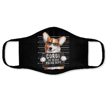 Discover Corgi Mugshot Dog Lover Face Masks